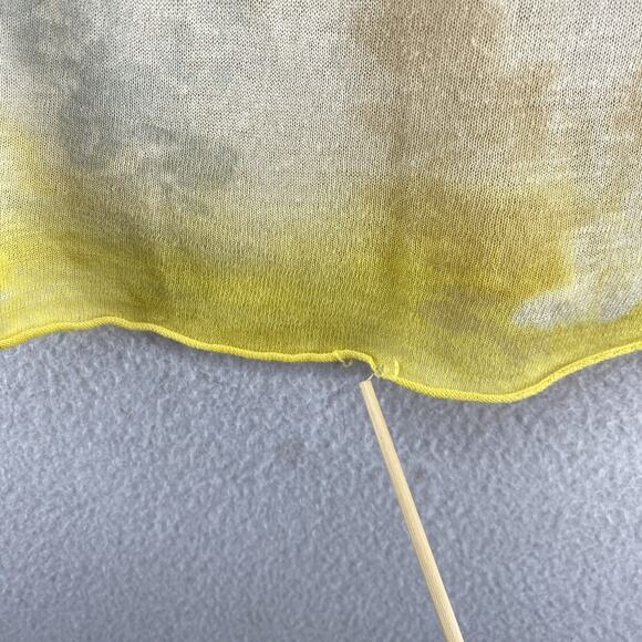 MARIKA CHARLES Sweater 2 Tie Dye Tunic Pleated Scoop Neck Elbow Sleeve Yellow - Picture 13 of 14
